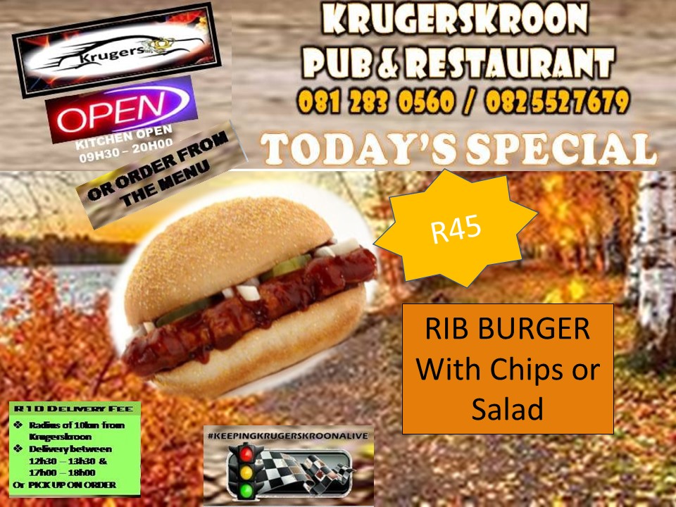 Rib Burger & Chips - R45