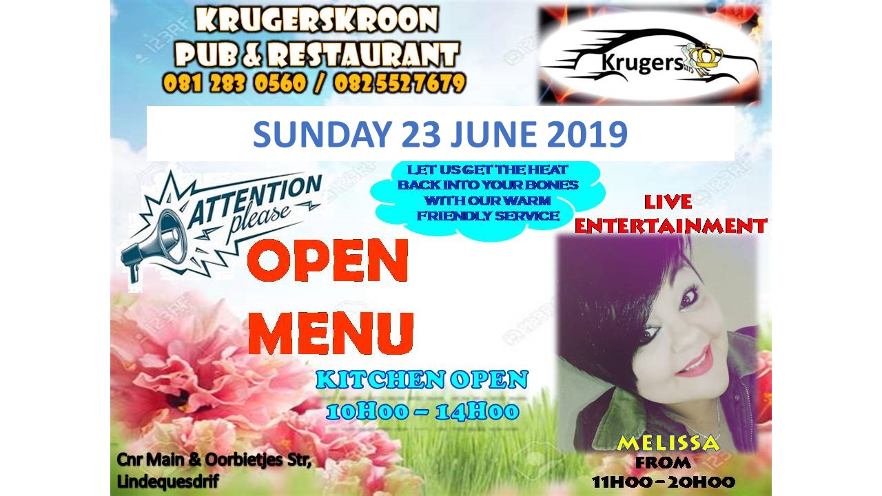 Open Menu and Live Entertainment with Melissa